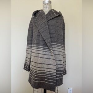 Vince hooded beige brown wool blend cardigan sweater M